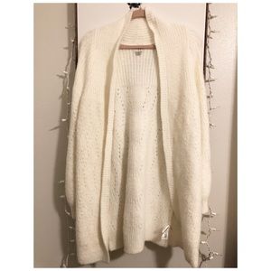 Fuzzy white warm cardigan